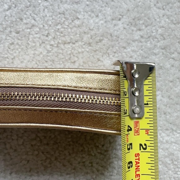 Vintage Coach Gold Metallic leather wristlet wallet purse Zip Around